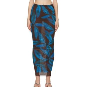 Louisa Ballou Brown & Blue Mesh Pencil Skirt